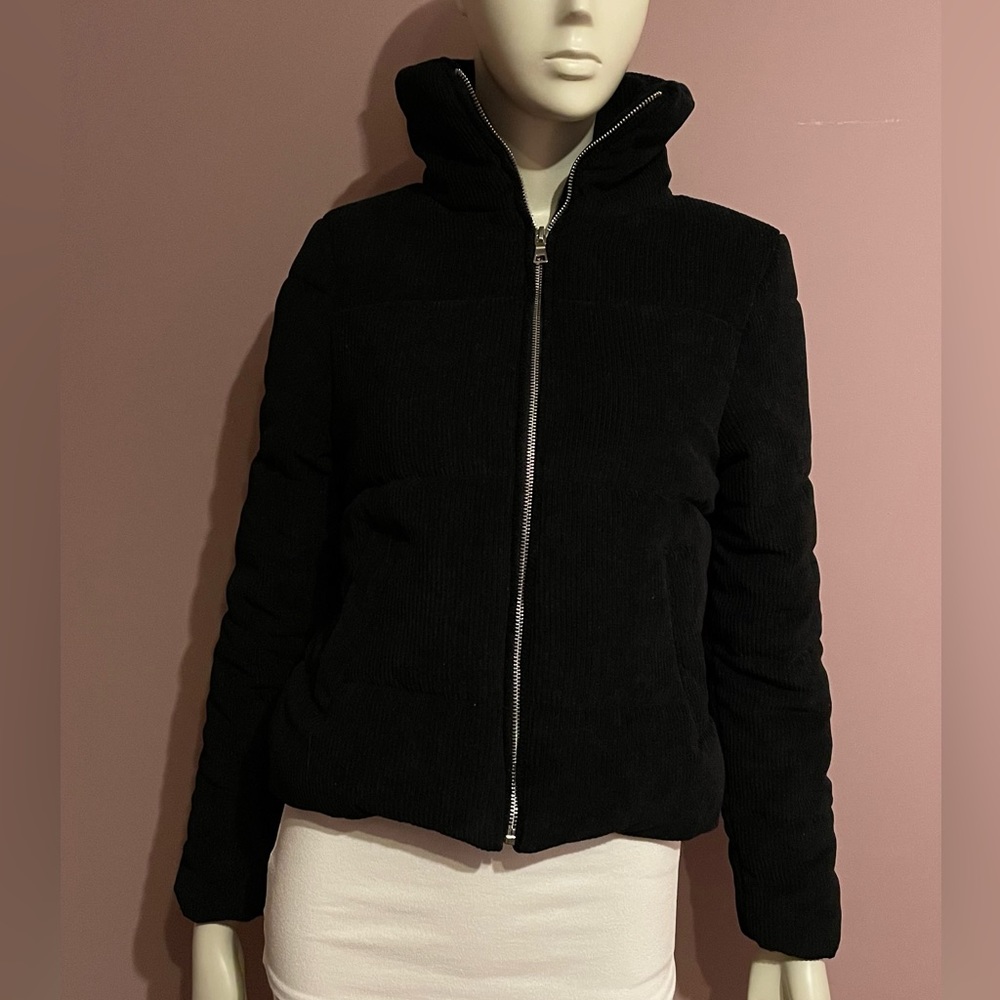 Black corduroy puffer jacket